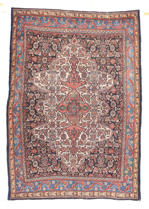 Antique Brown Bibikabad Persian Tribal Area Rug