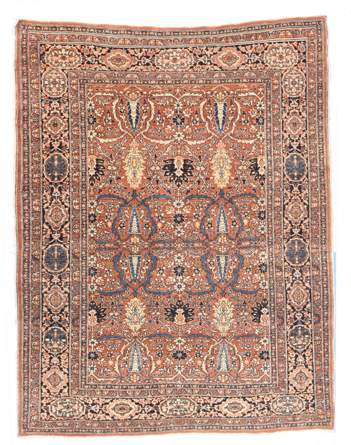 Antique Rust Tabriz Haji Jalili Persian Area Rug