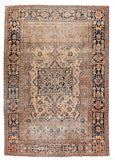 Antique Brown Mohtasham Kashan Persian Area Rug