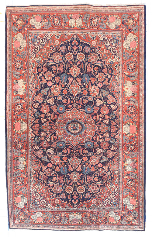 Antique Red Kashan Persian Area Rug