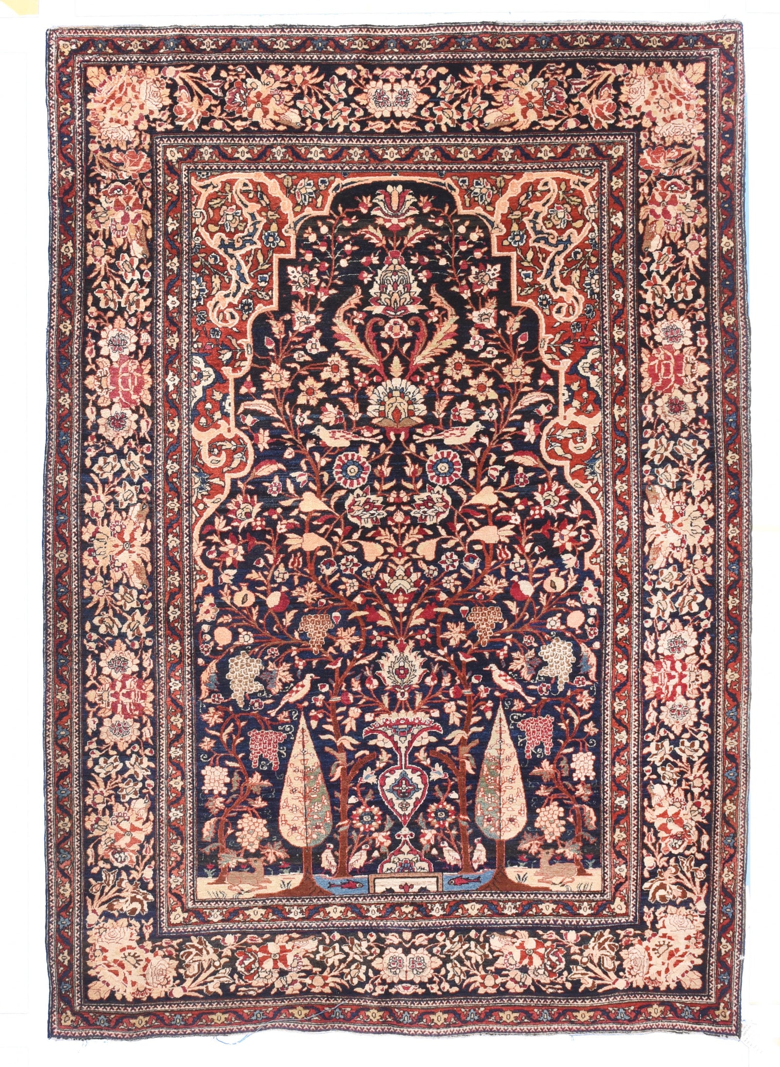 Antique Red Tehran Persian Area Rug