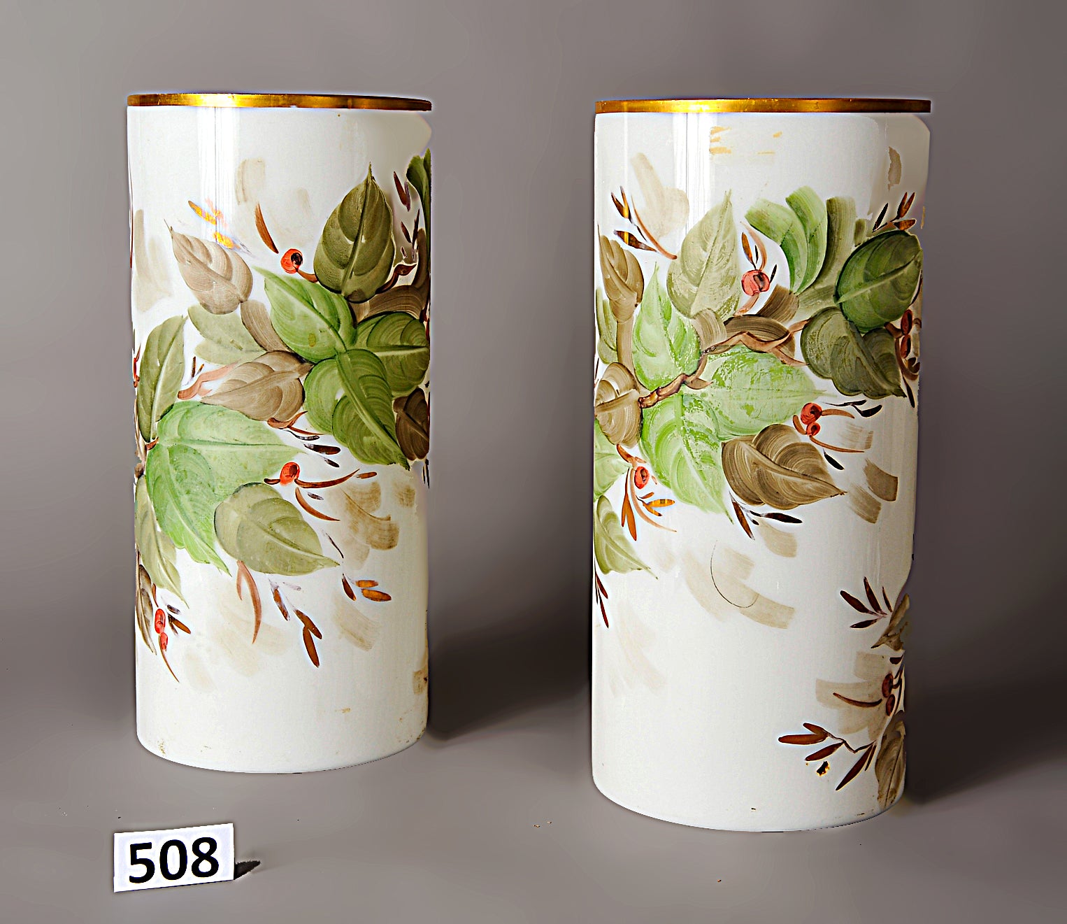 Antique Gold Rim Hand Painted Vase