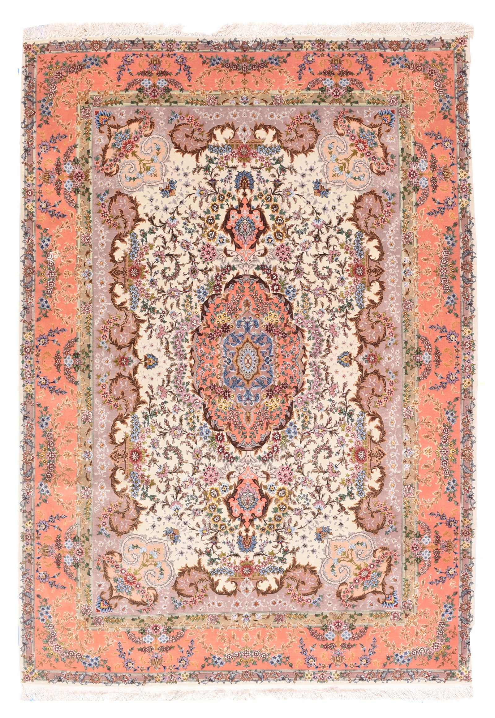 Excellent Rose Tabriz Persian Area Rug