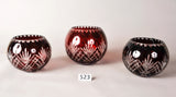 3 Bohemian Antique Red Crystal Cut Bowls