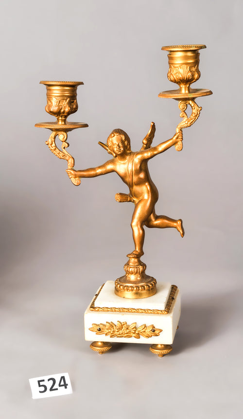 Angel Clock And Candelabra Pair