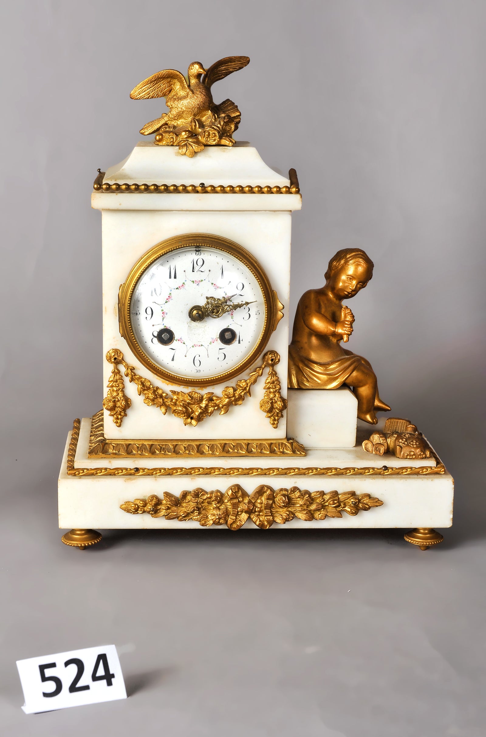 Angel Clock And Candelabra Pair