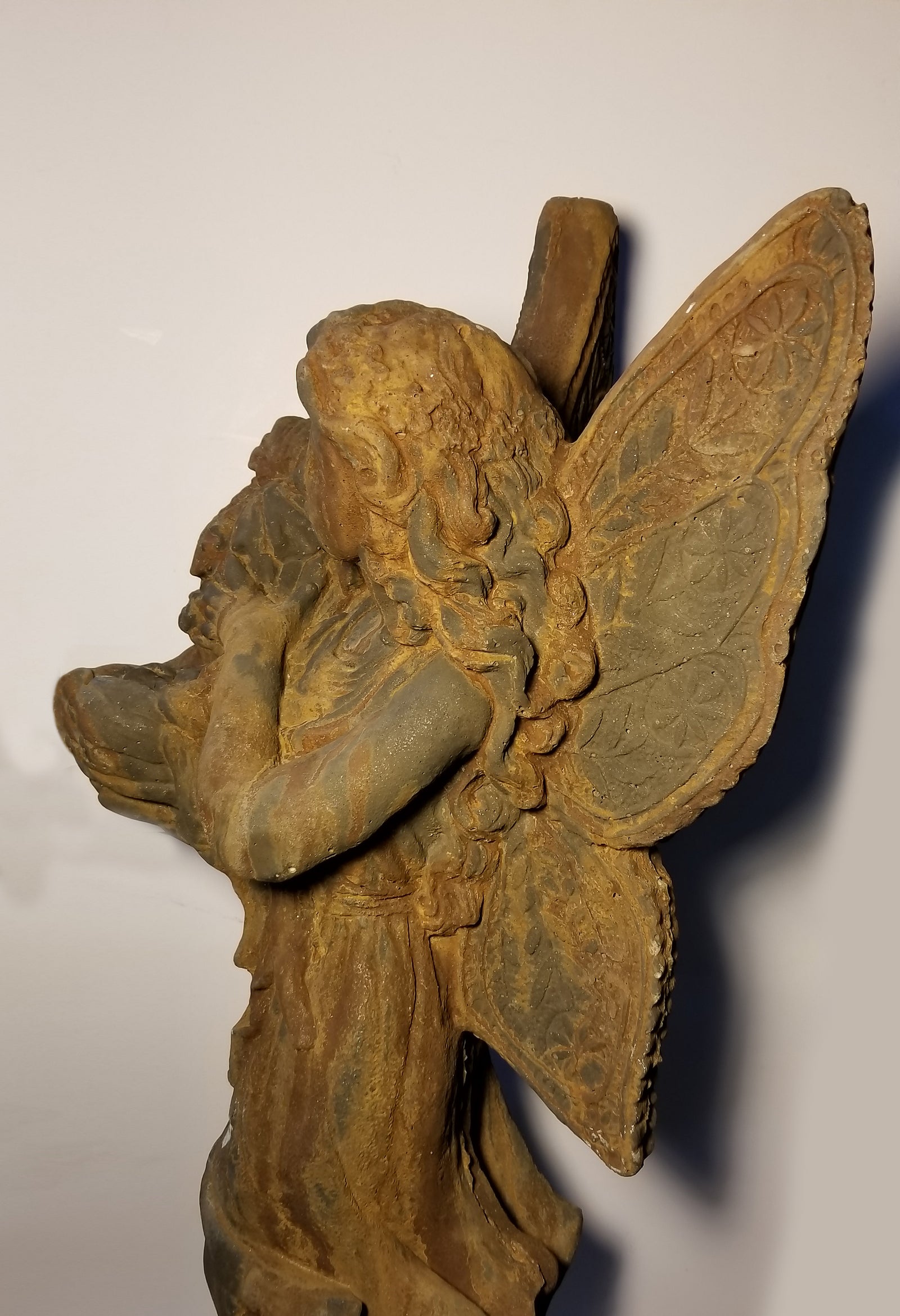 Heavy Cast Iron Angel In Garden