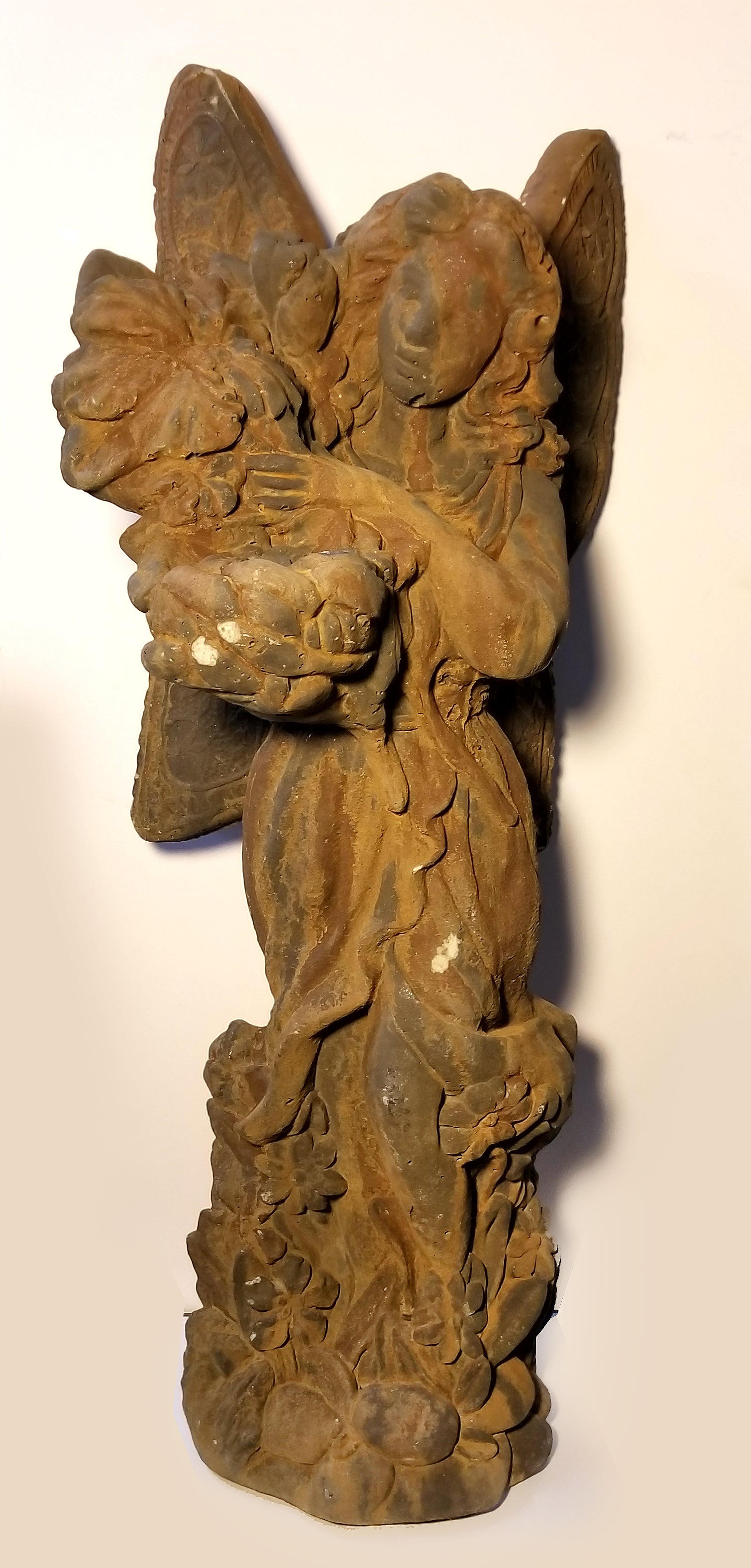 Heavy Cast Iron Angel In Garden