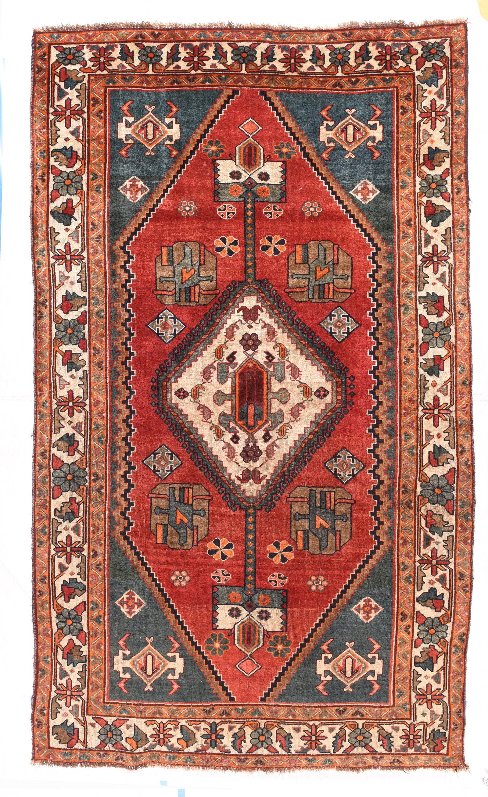 Semi Antique Red Bakhtiari Persian Area Rug