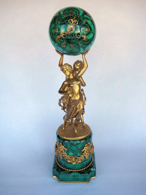 Malachite Globe Clock