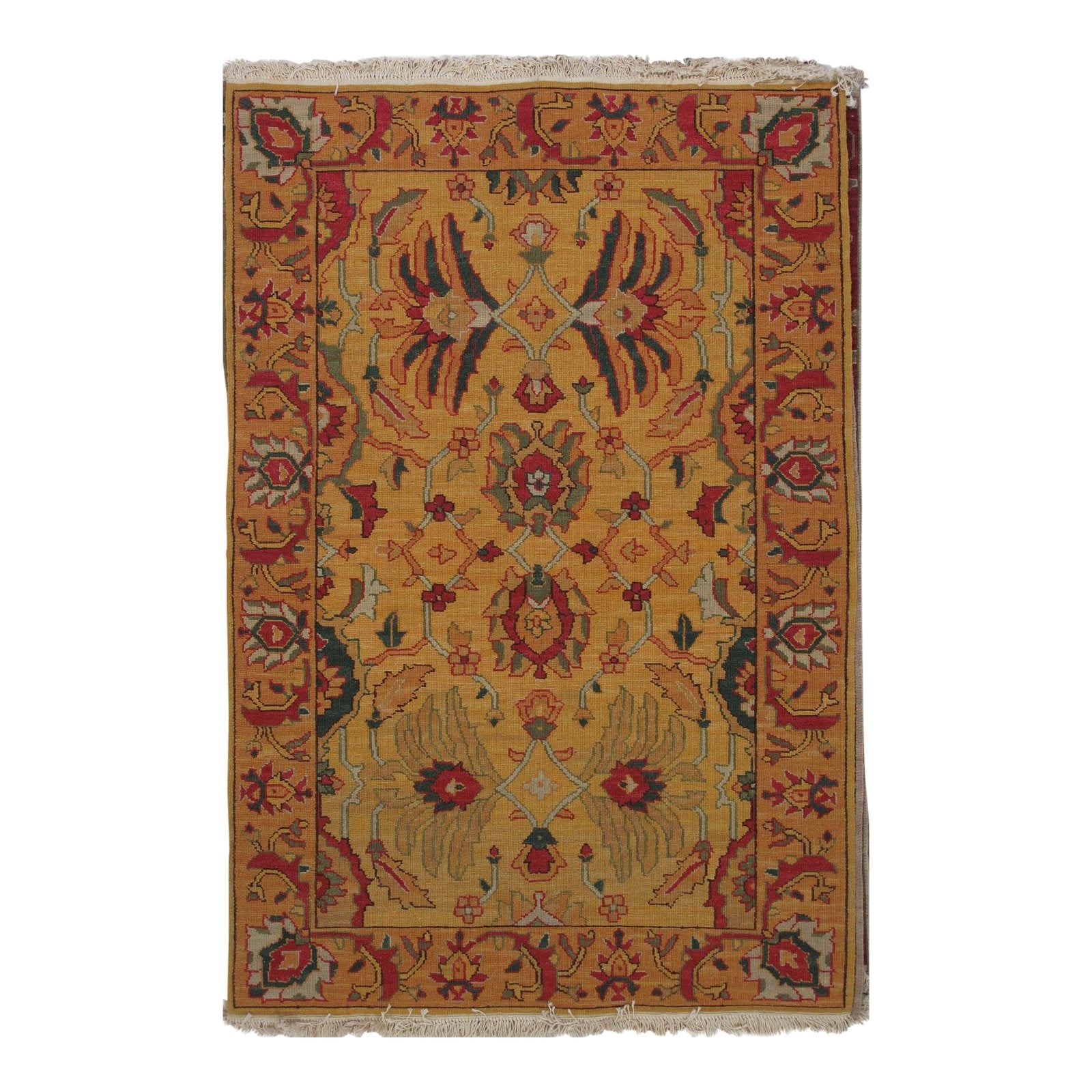 Soumak Design Hand Woven Wool Rug - 6' X 9'