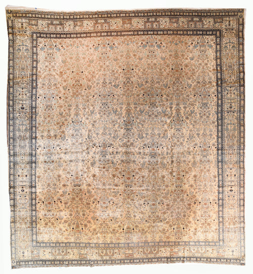 Antique Pastel Mohtasham Kashan Persian Area Rug