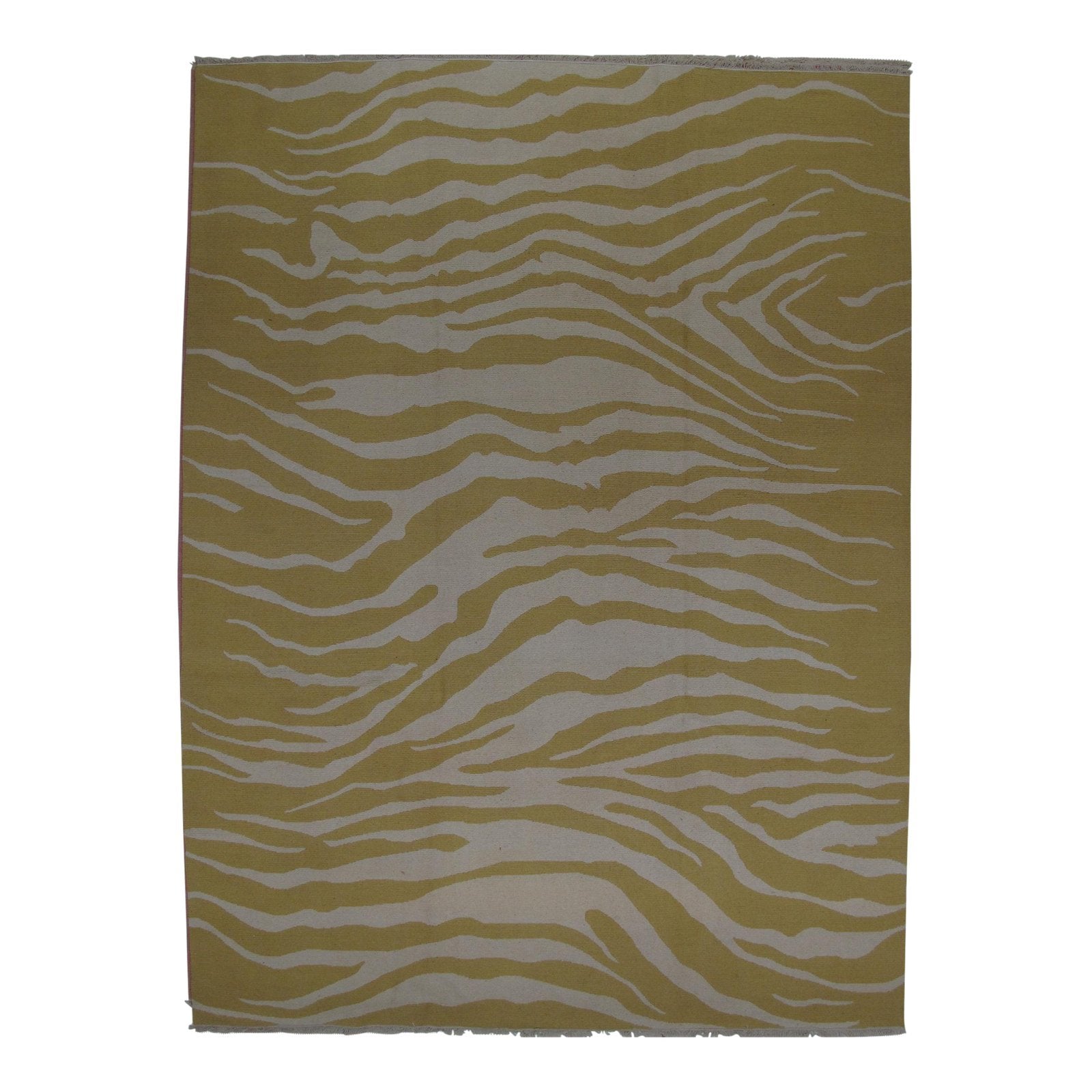 Tiger Stripe Soumak Design Hand Woven Wool Rug - 9' X 12'
