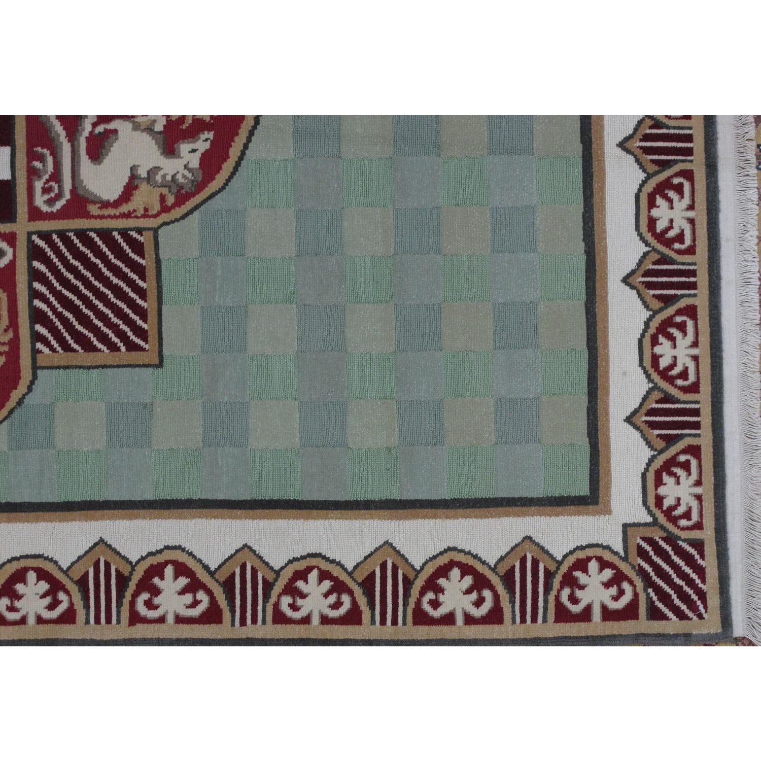 Soumak Design Hand Woven Wool Rug - 6' X 9'