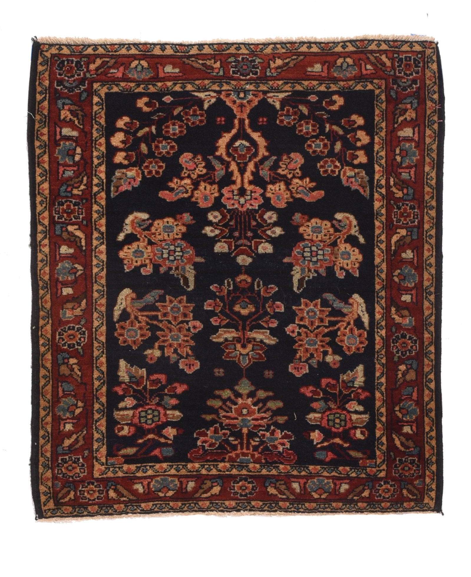 Antique Black Mohajeran Sarouk Area Rug