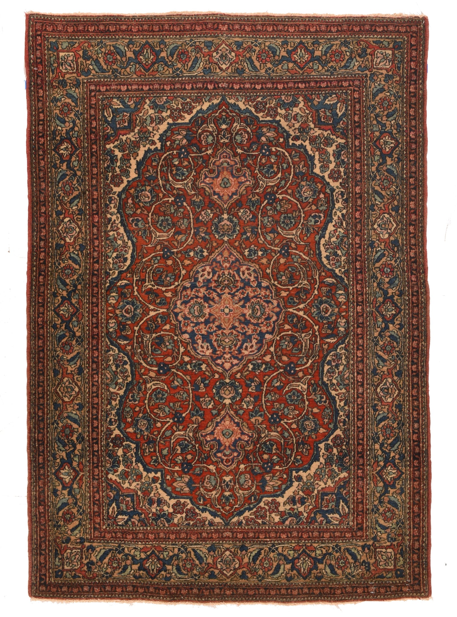 Antique Ivory Isfahan Persian Area Rug