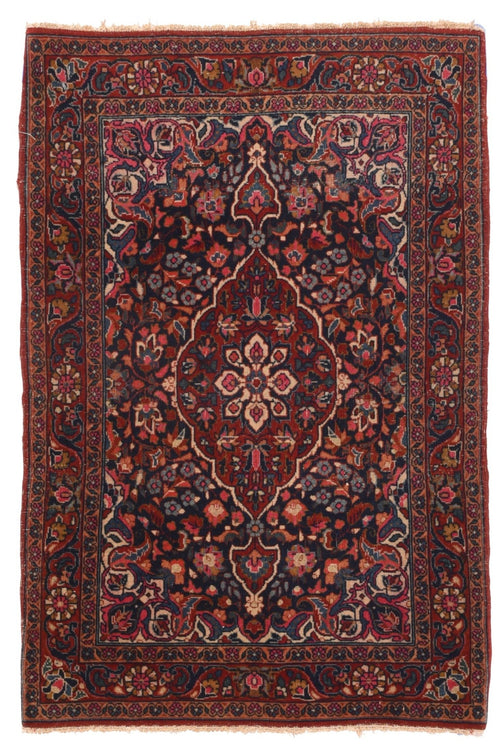 Antique Light Blue Persian Kashan Area Rug