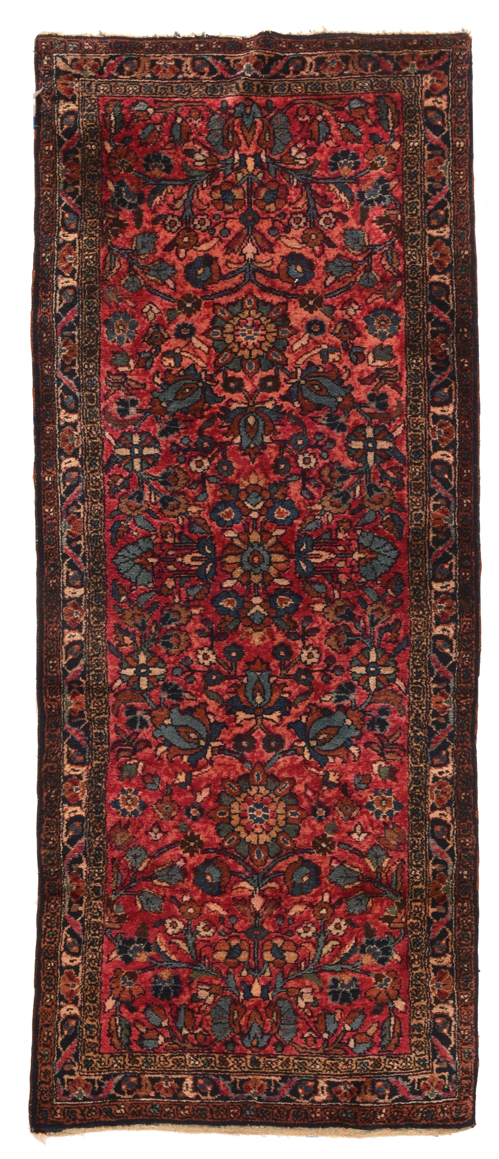 Antique Rosy Red Persian Lilihan Area Rug