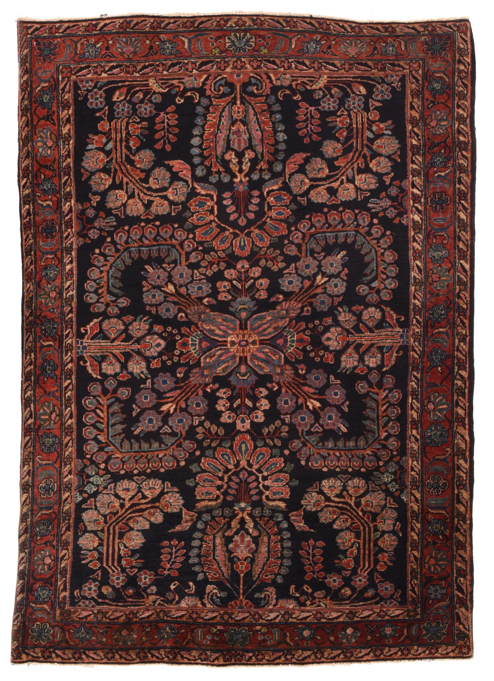 Excellent Brown Persian Mohajeran Sarouk Area Rug