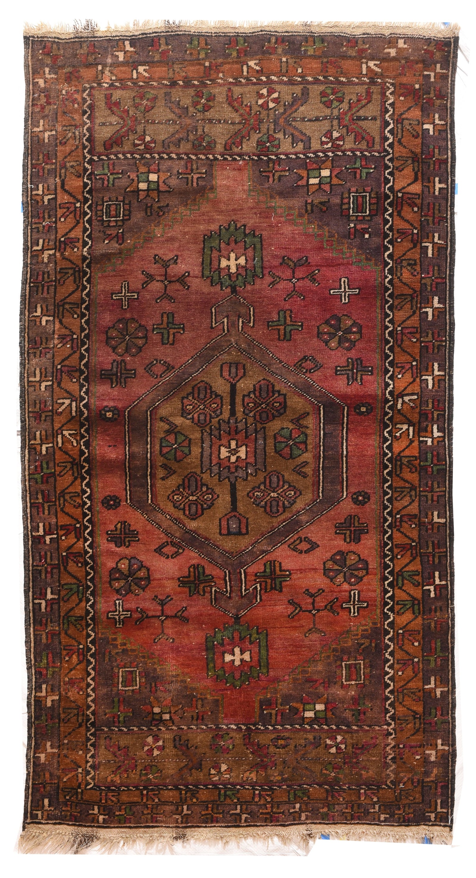 Semi Antique Brown Afghan Silk Area Rug