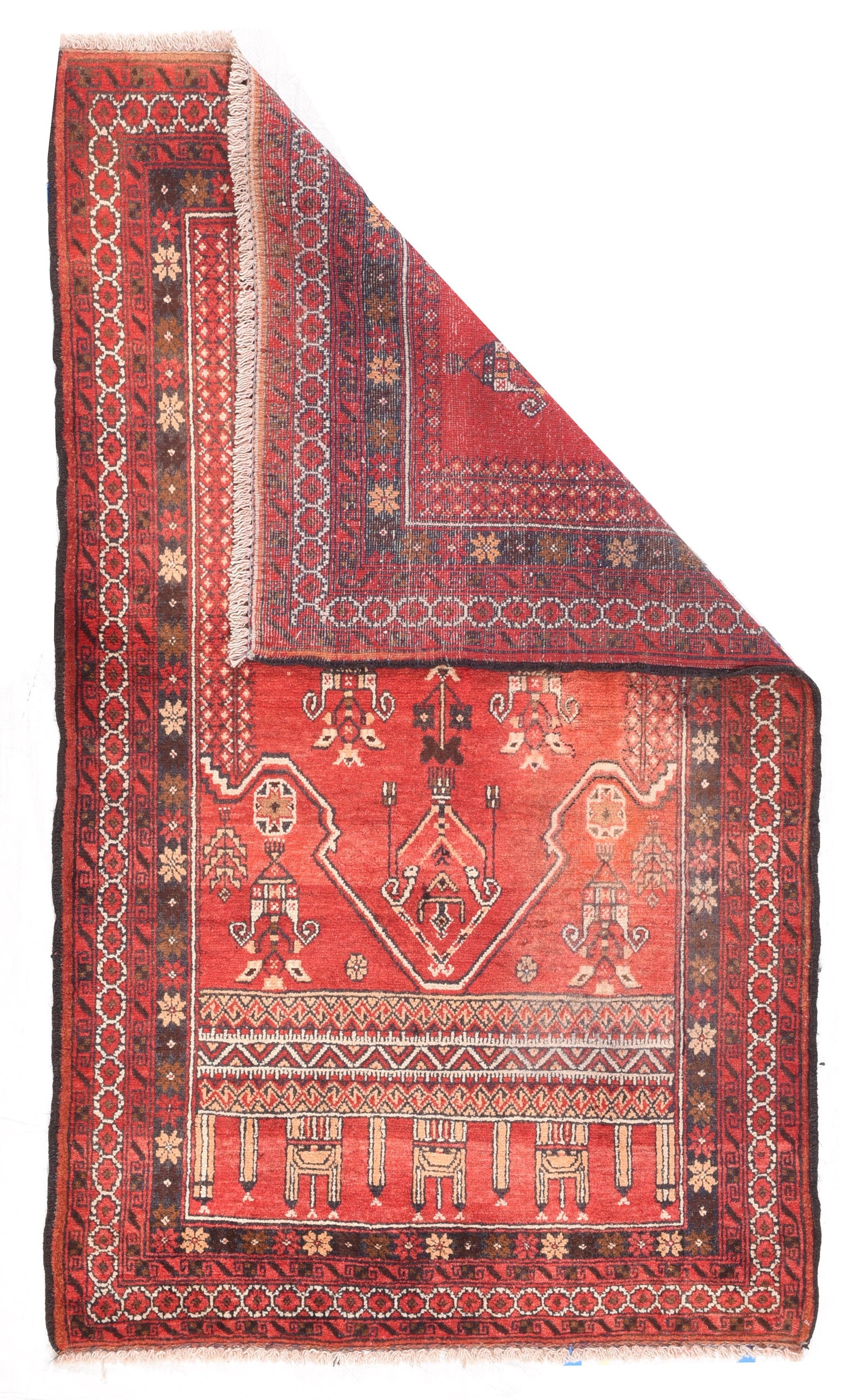 Semi Rust Semi-Antique Afghan Balouch Prayer Design Area Rug