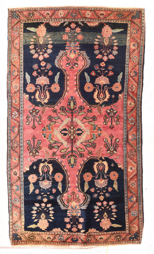 Antique Navy Fine Persian Mohajeran Sarouk Area Rug