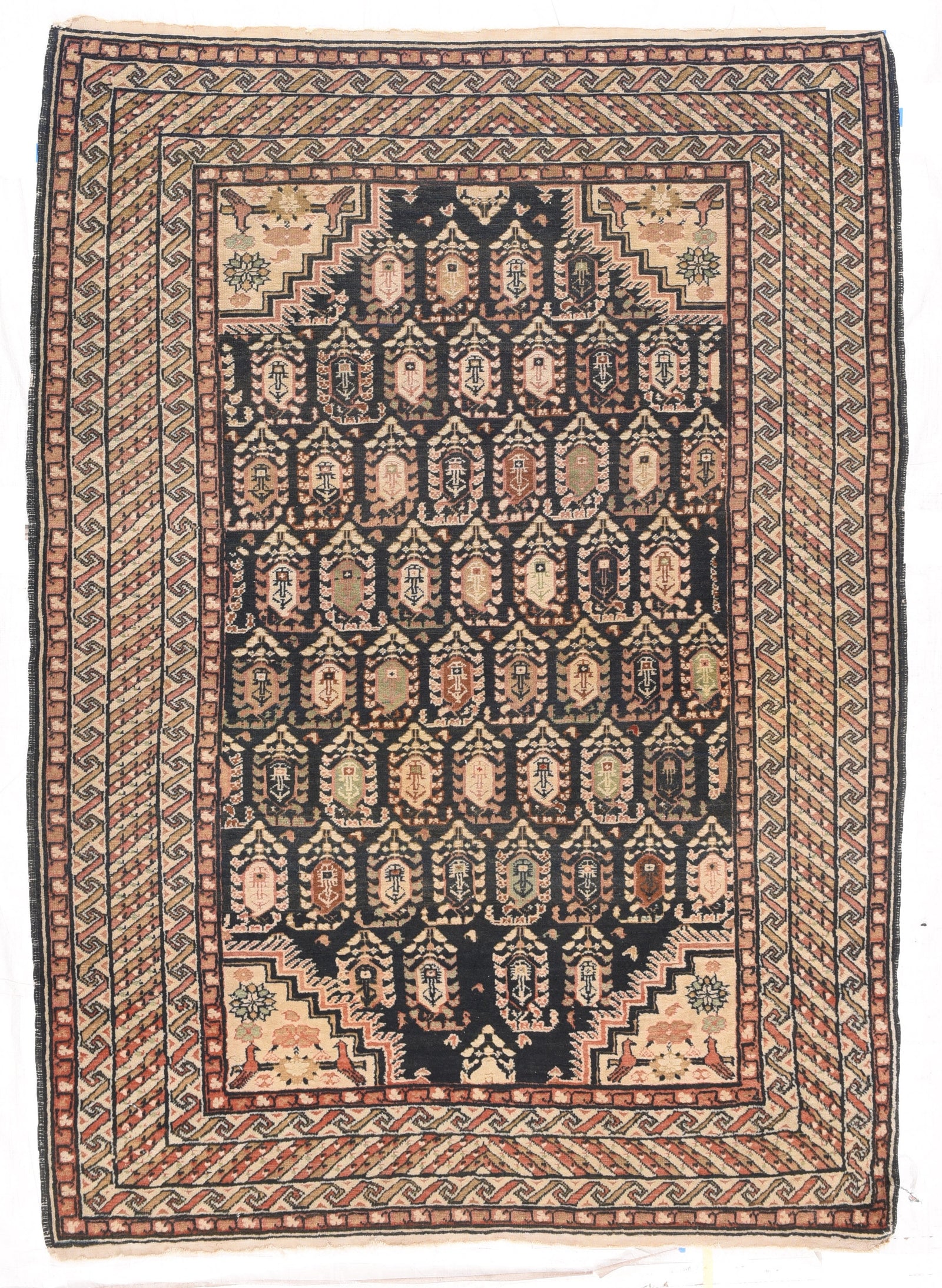 Antique Ivory Fine Persian Malayer Area Rug