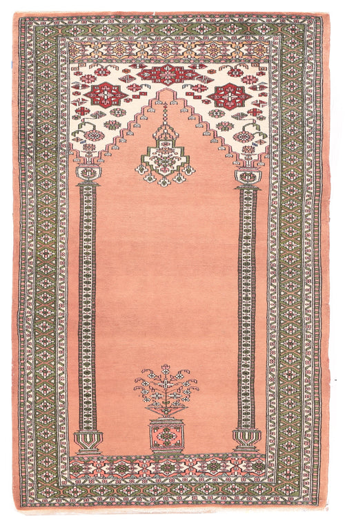 Semi Antique Peach Afghan Bokara Prayer Design Area Rug