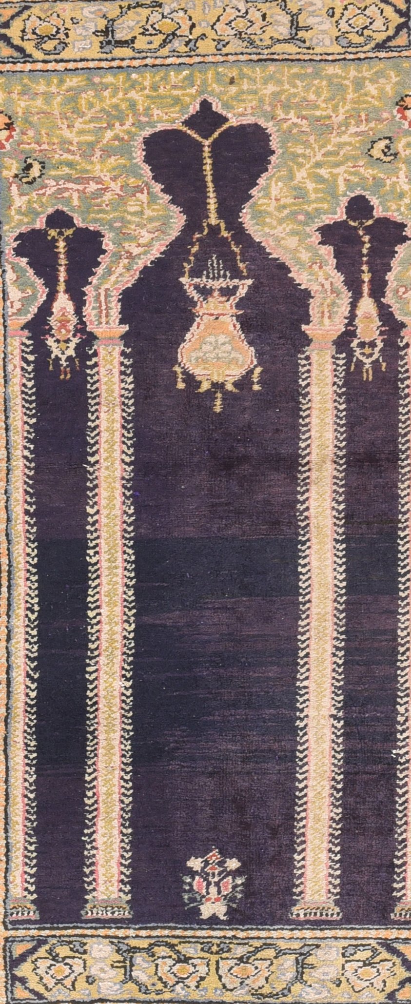 Semi Green Pistachio Turkish Silk Prayer Area Rug