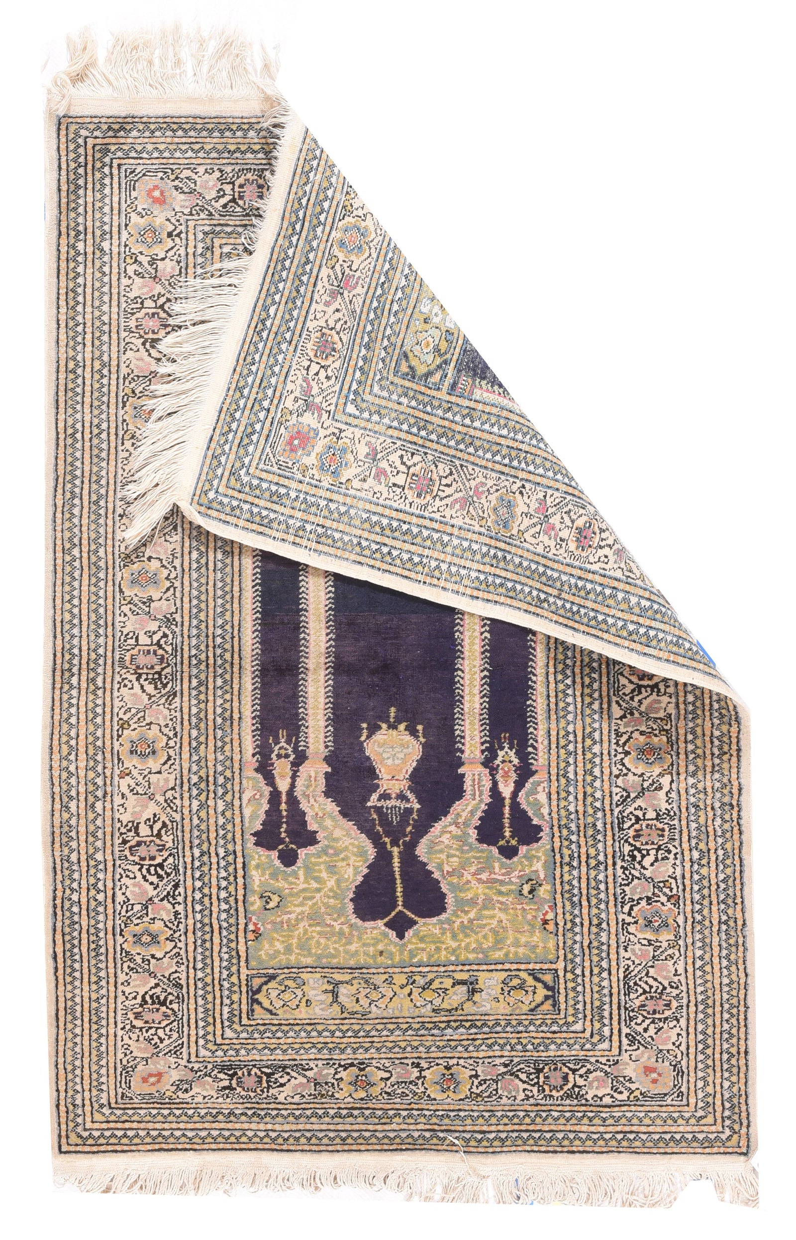 Semi Green Pistachio Turkish Silk Prayer Area Rug