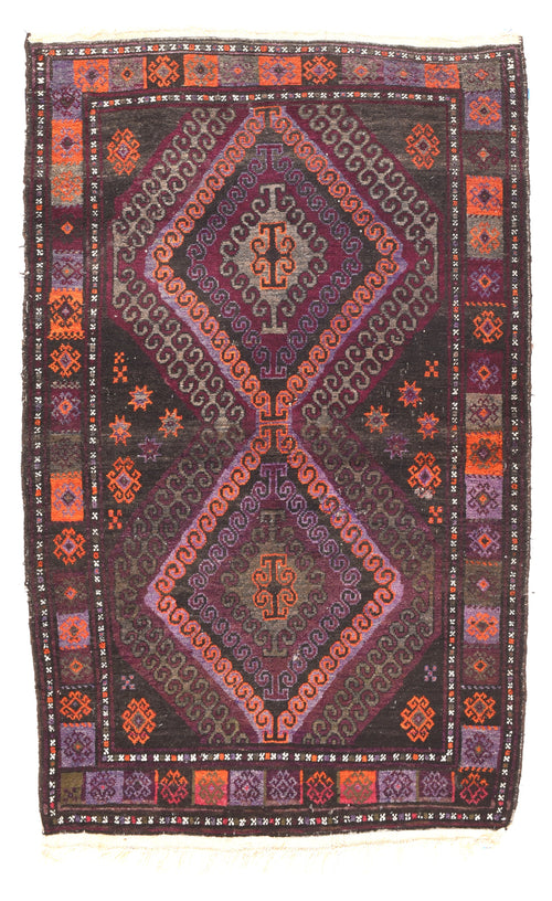 Semi Antique Dark Gray Afghan Balouch Area Rug