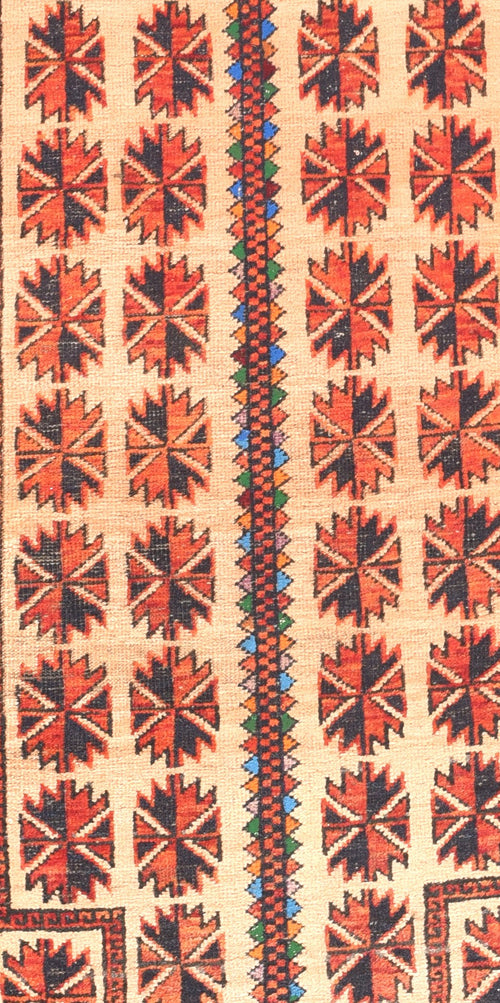 Semi Ivory Persian Balouch, 3'2" X 4'2" Area Rug