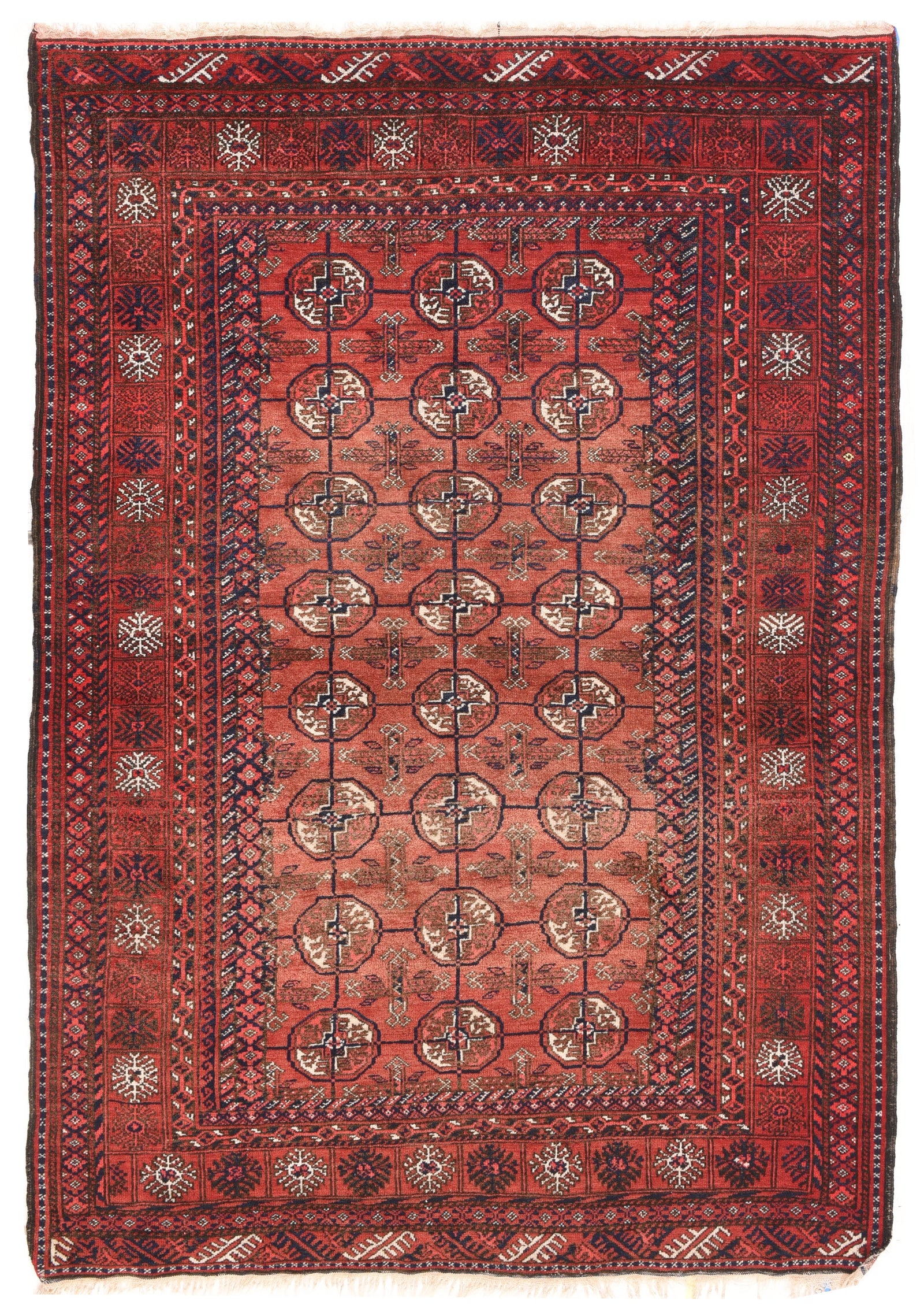Semi Antique Rust Afghan Bokara Area Rug
