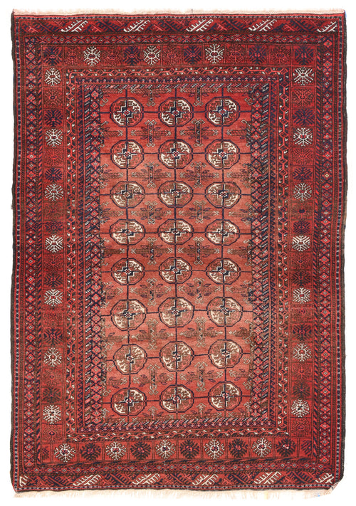 Semi Antique Rust Afghan Bokara Area Rug
