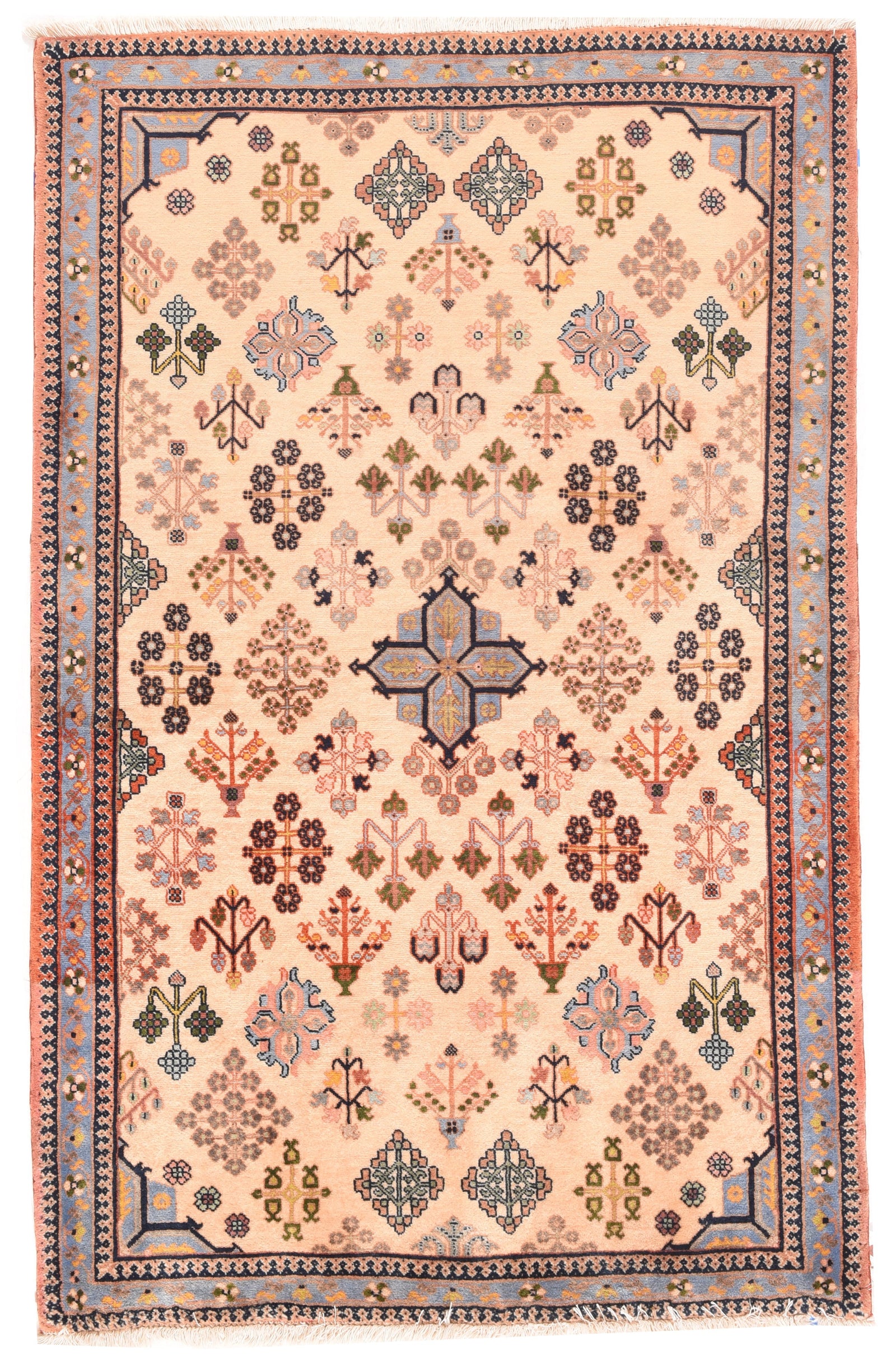Semi Antique Ivory Fine Persian Tribal Kashkuli Area Rug