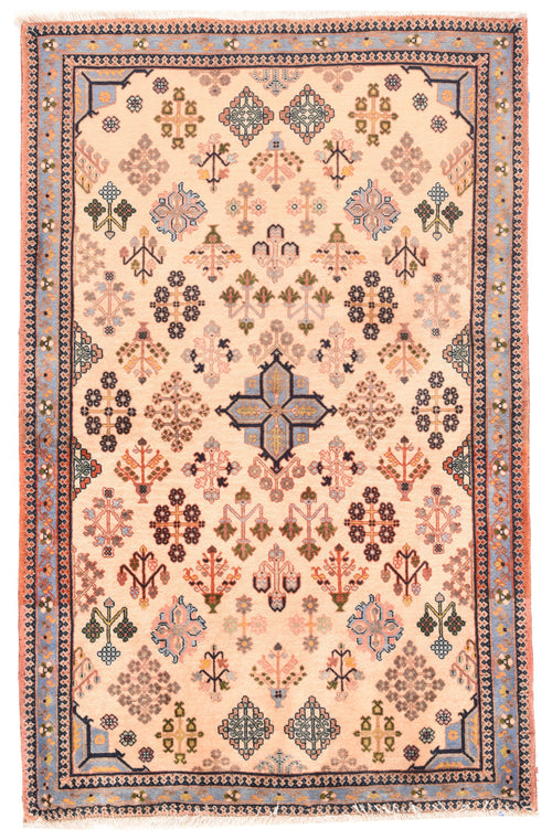 Semi Antique Ivory Fine Persian Tribal Kashkuli Area Rug