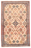 Semi Antique Ivory Fine Persian Tribal Kashkuli Area Rug