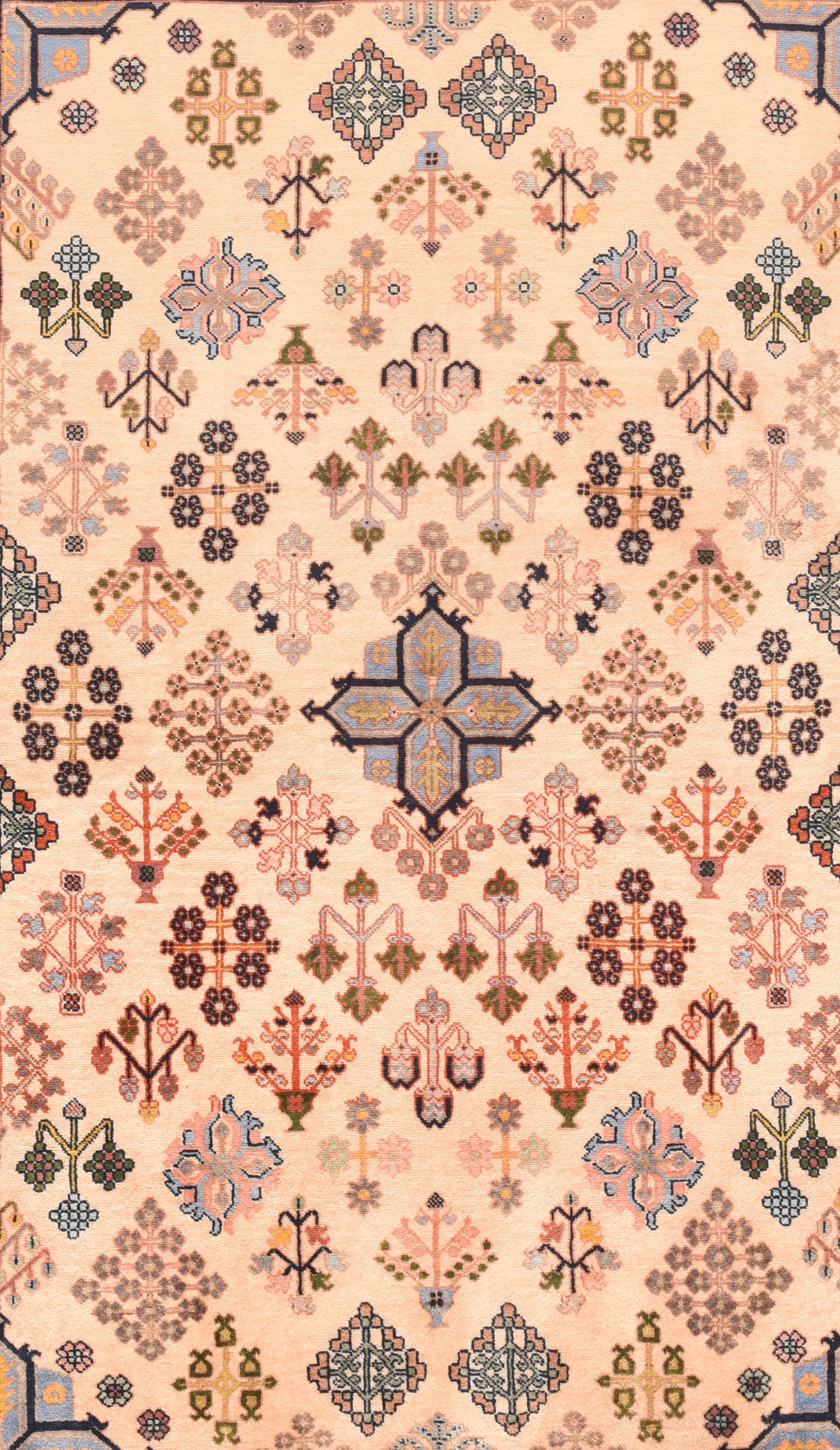 Semi Ivory Fine Persian Tribal Kashkuli Area Rug