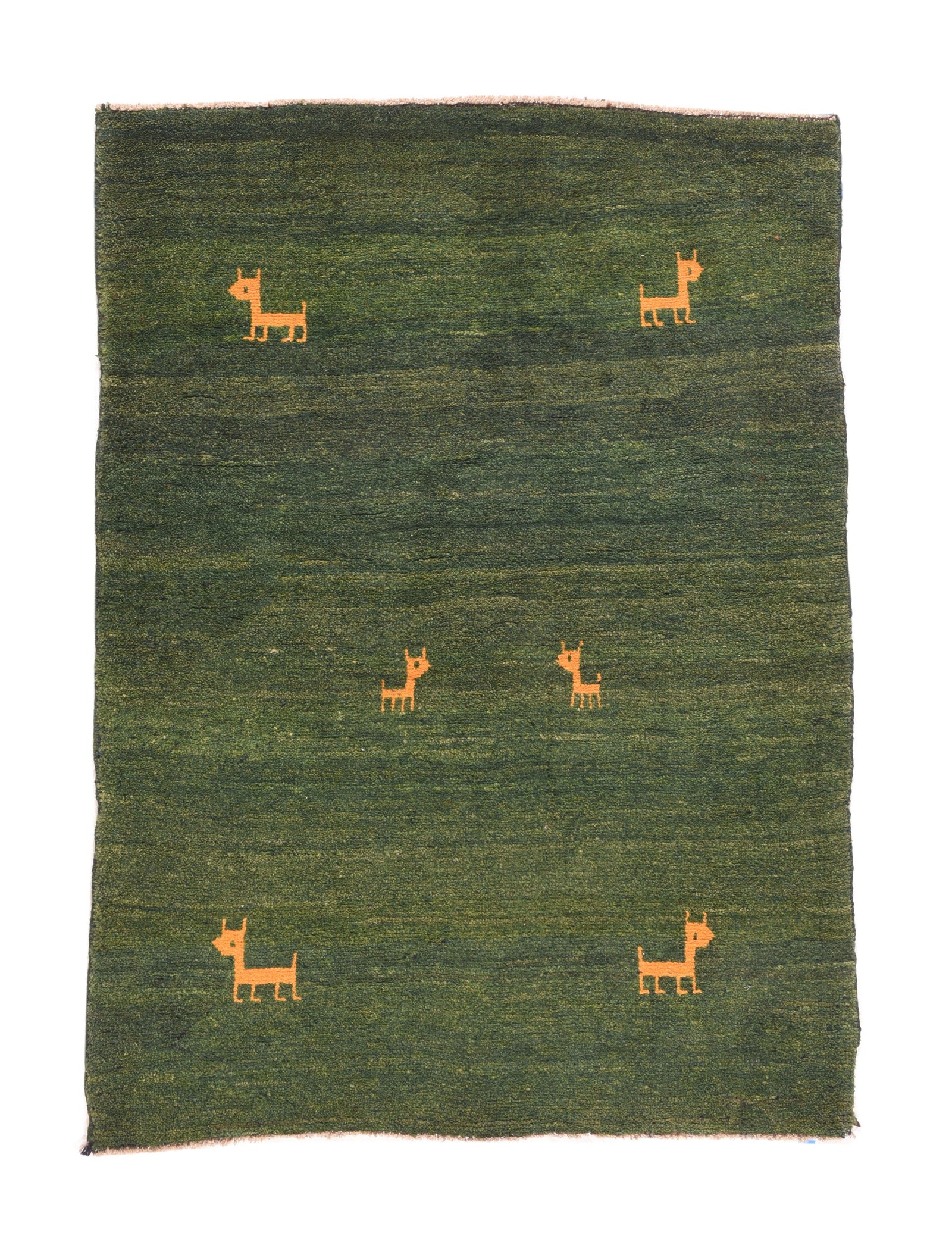 Semi Antique Green Fine Tribal Persian Gabbeh Area Rug