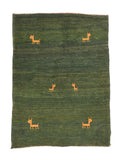 Semi Antique Green Fine Tribal Persian Gabbeh Area Rug