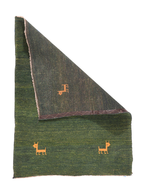 Semi Green Fine Tribal Persian Gabbeh Area Rug