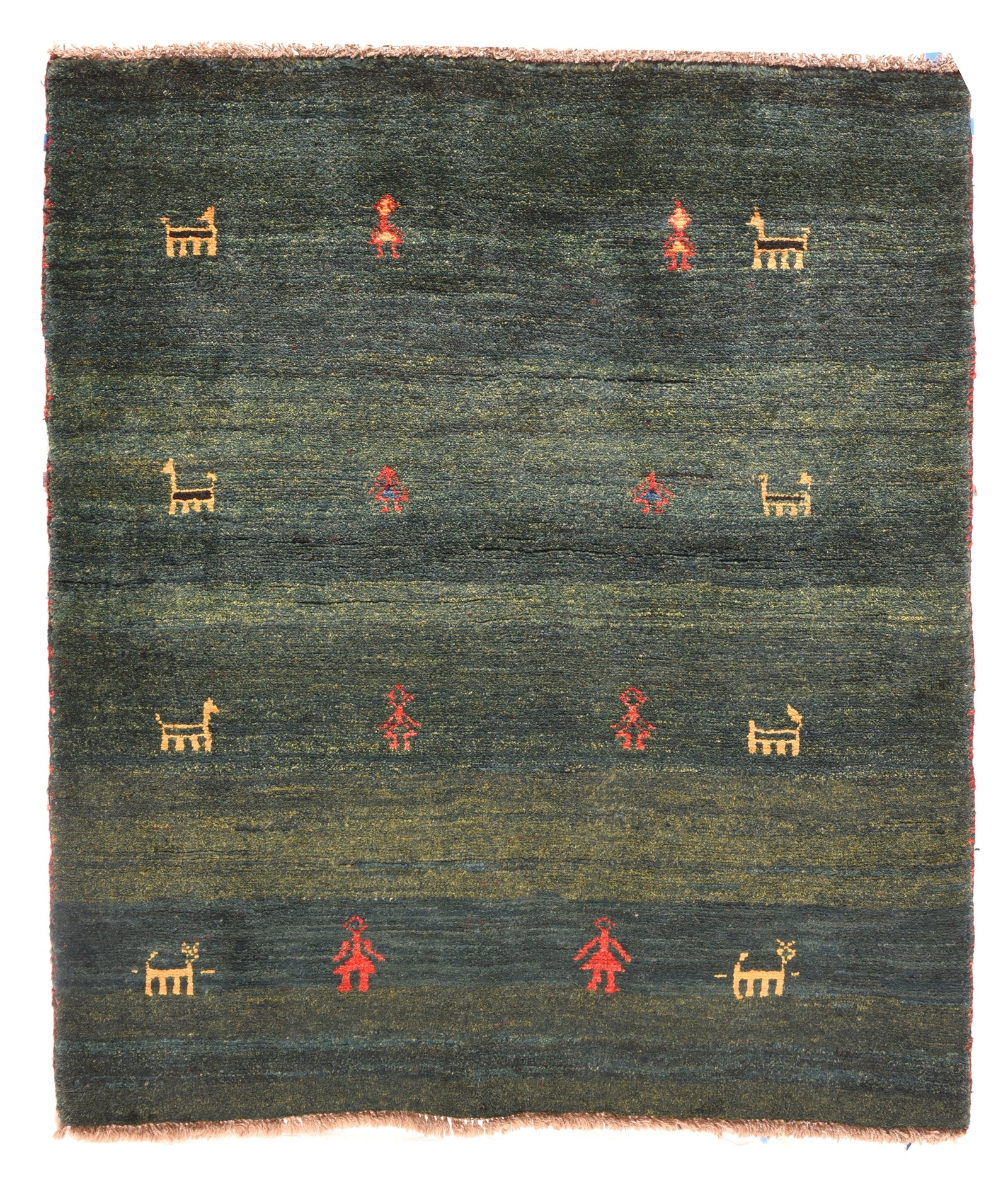 Semi Antique Green Persian Gabbeh Area Rug