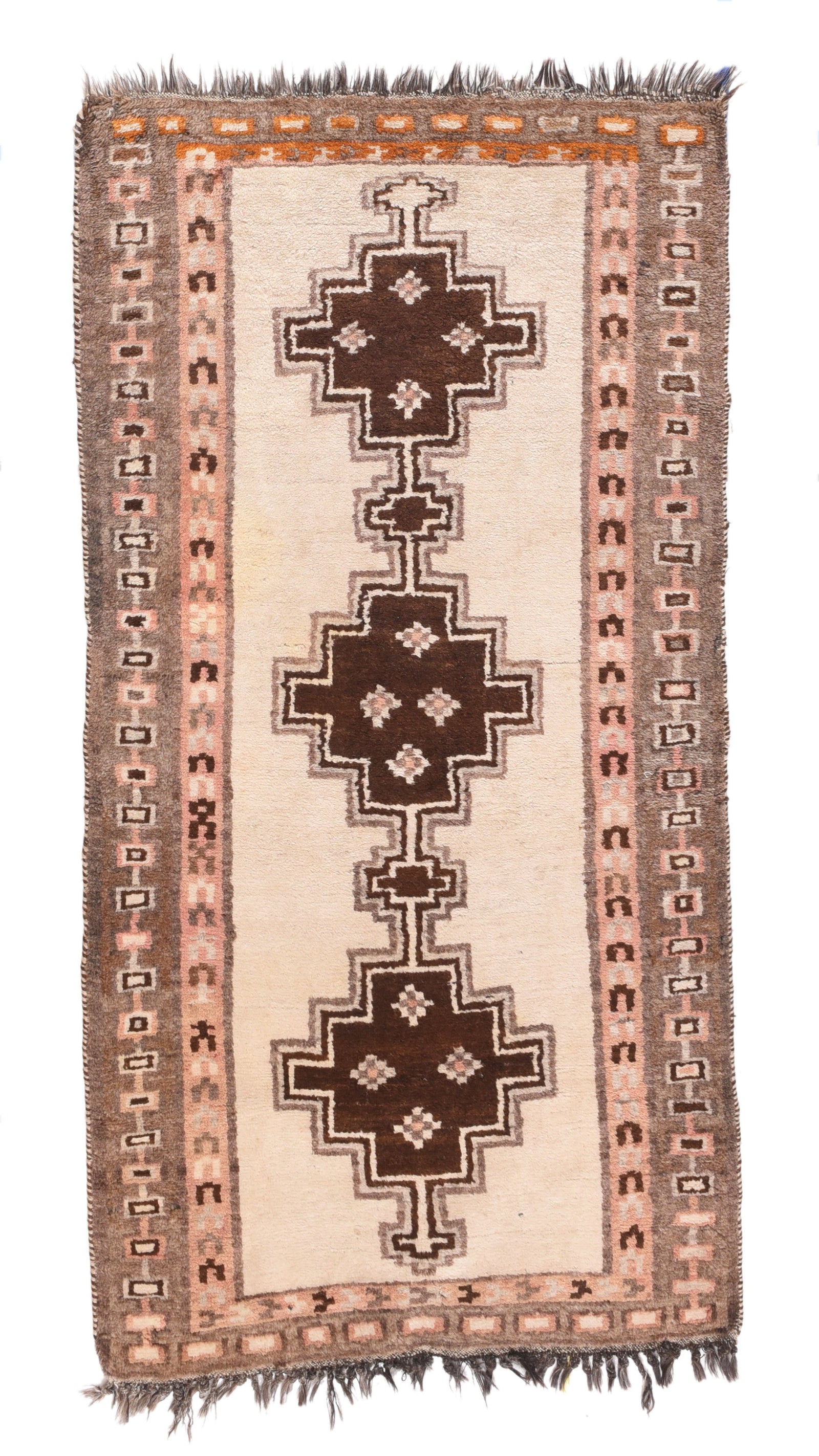 Semi Antique White Fine Persian Tribal Gabbeh Area Rug