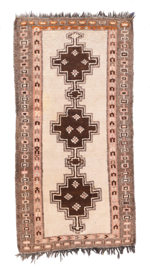 Semi Antique White Fine Persian Tribal Gabbeh Area Rug