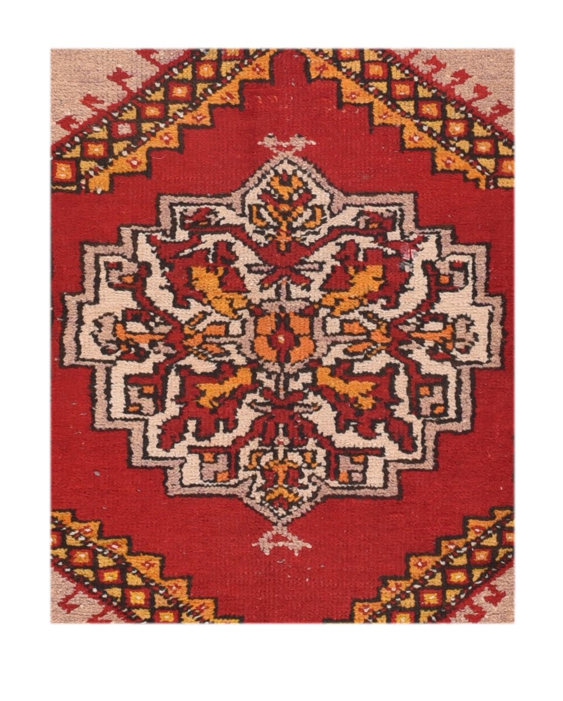 Semi Red Turkish Tribal Area Rug