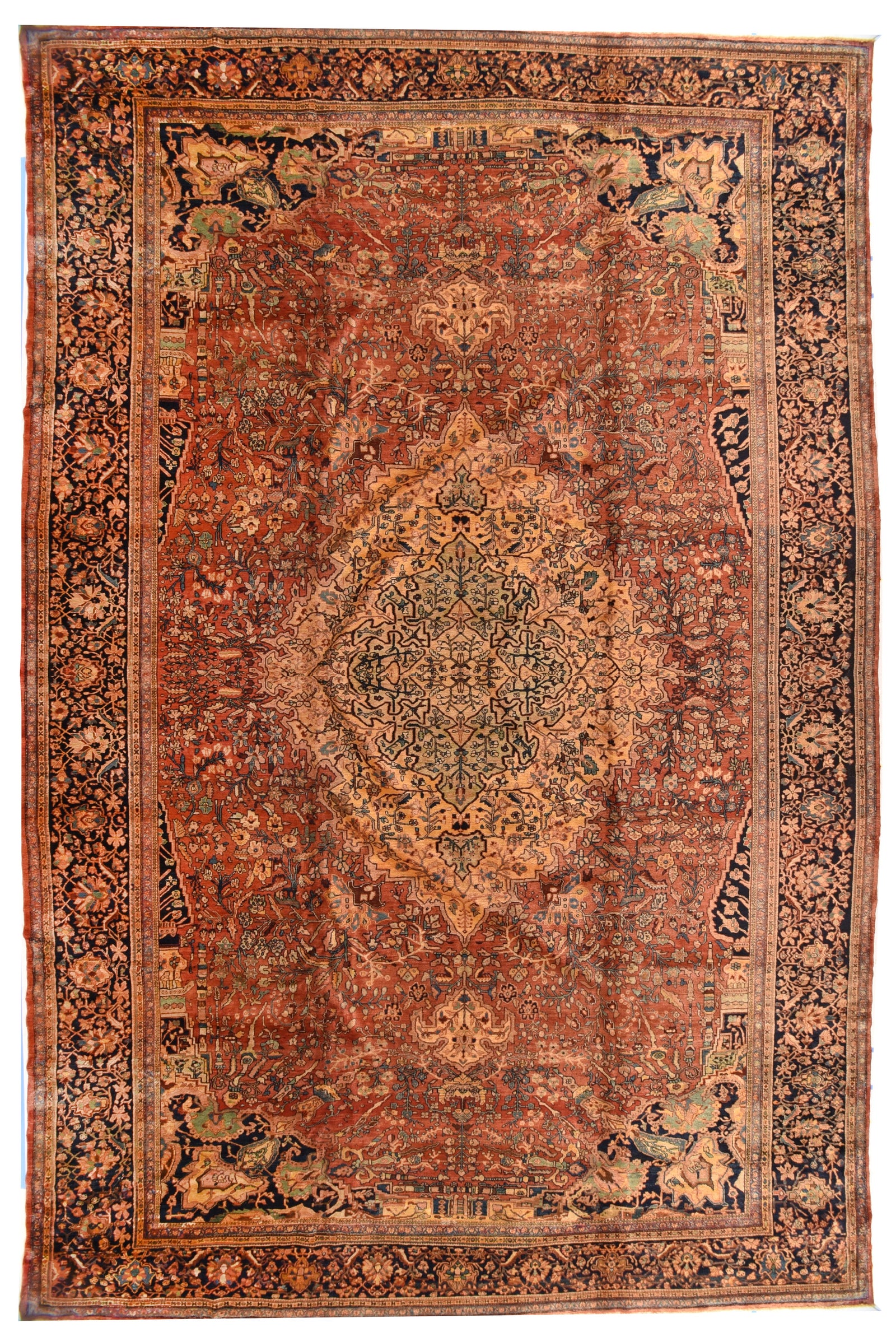 Antique Red Persian Farahan Sarouk Area Rug