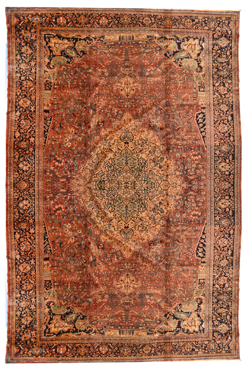 Antique Red Persian Farahan Sarouk Area Rug