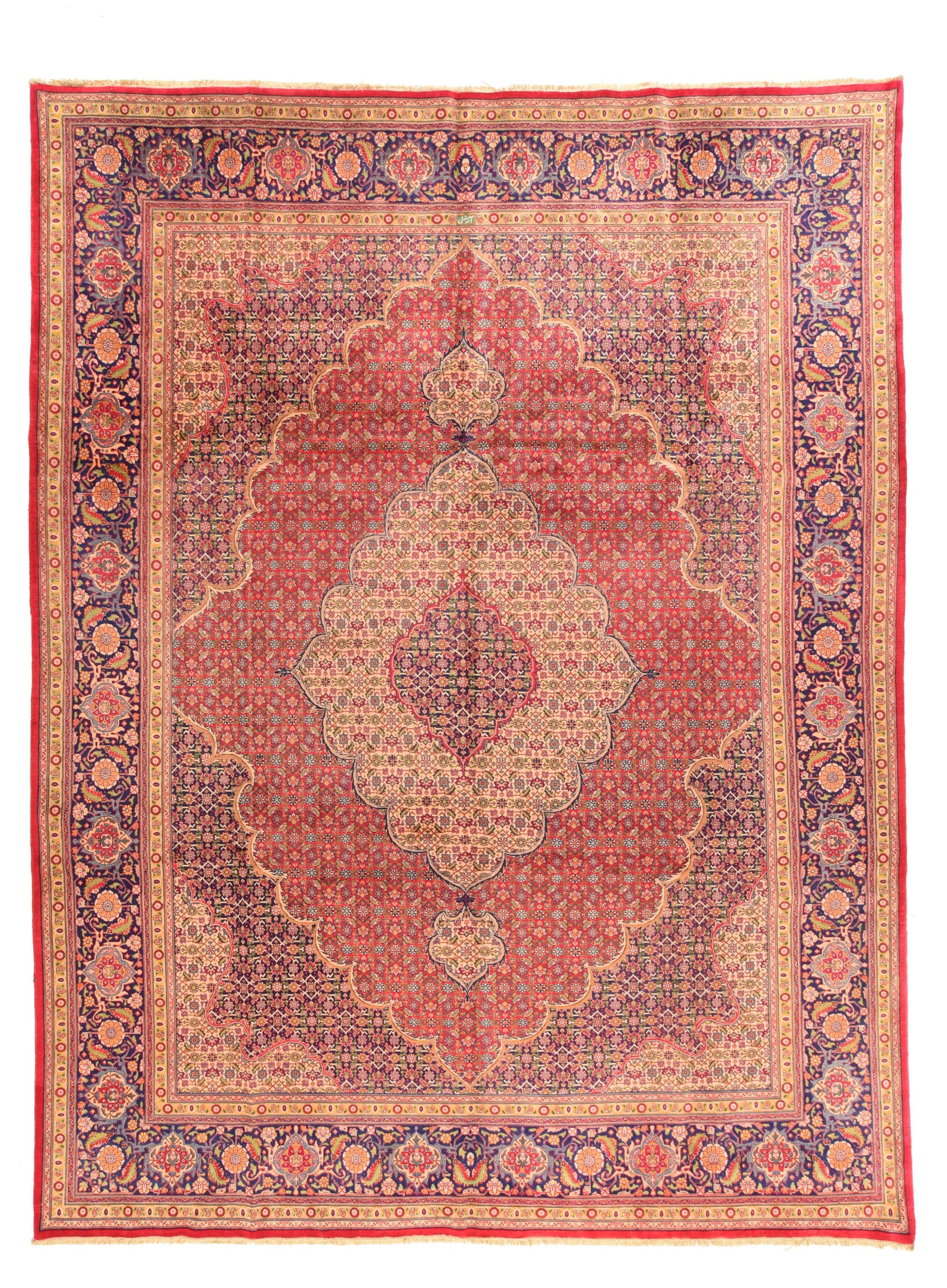 Antique Hand Knotted Persian Tabriz Area Rug