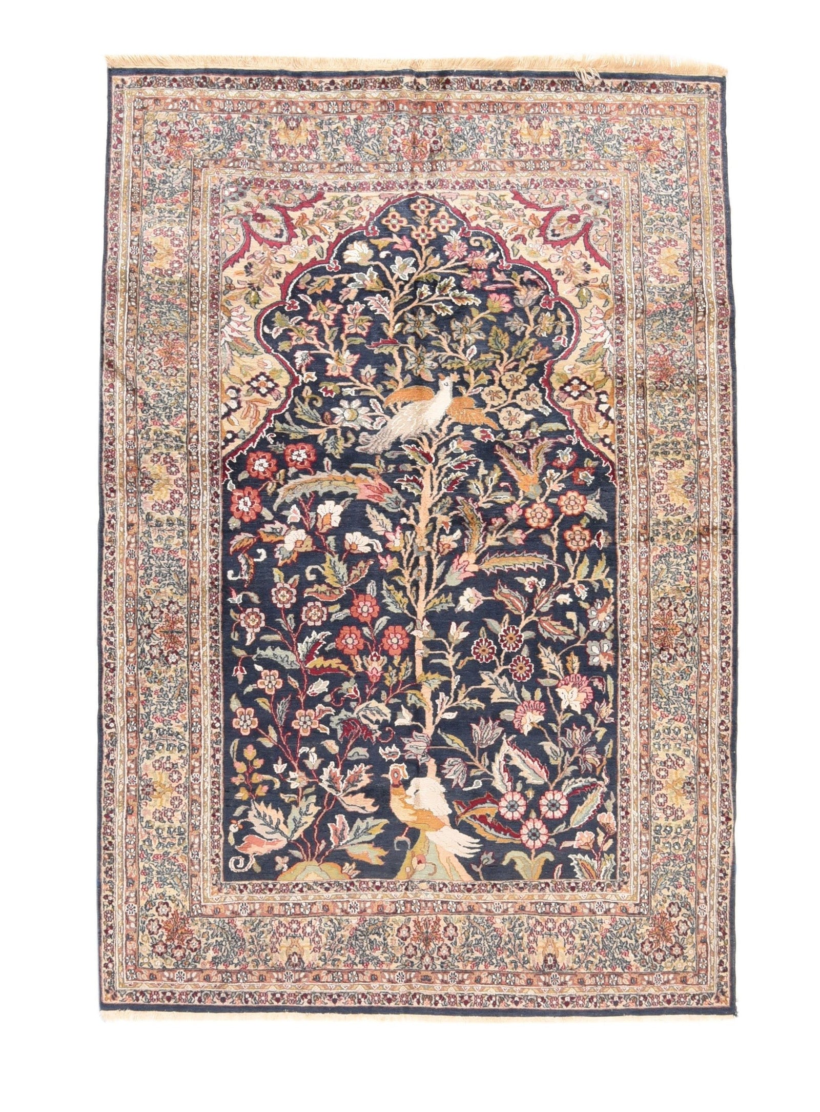 Hand Knotted Persian Tabriz Wool & Silk