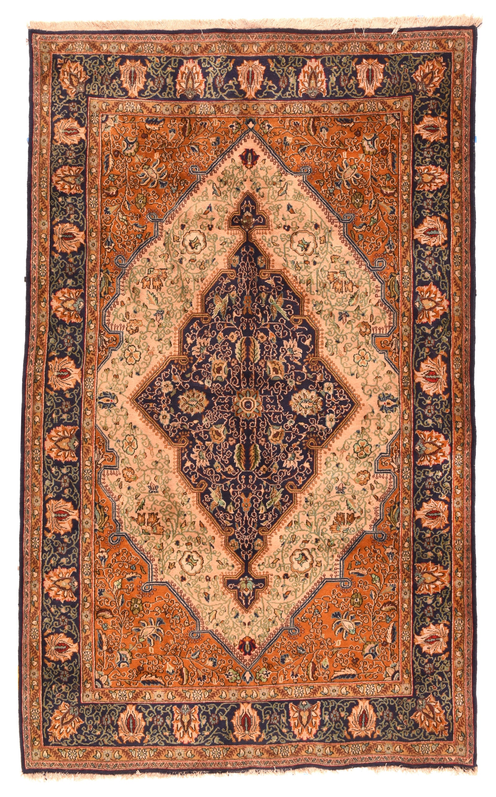 Excellent Fine Persian Silk Qum Area Rug